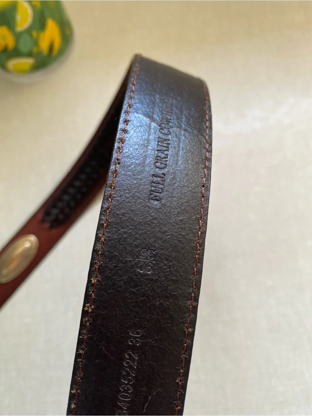 Fossil Vintage Cowhide Brown‎ Leather Belt Size 36 Men’s